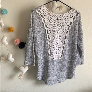 F21 Lace-back High-Low Sweater